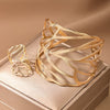 A Set Of New Exaggerated, Fashionable And Unique Leaf Hollow Bracelets, Along With An Elegant Vintage Leaf Ring Set.