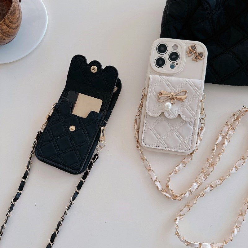[1pc Minimalist Phone Case with Card Holder] Stylish And Minimalist Card Holder Lanyard Phone Case for Iphone 11, 12, 13, 14, 15, 16 Pro Max Plus, Fully Protective And Shockproof.