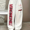 [All-Season Comfort Veronica Pants] Women's Casual White Jogger Pants with Bold "VERONICA" Print - Polyester, Drawstring Waist, Machine Washable, All-Season Comfort