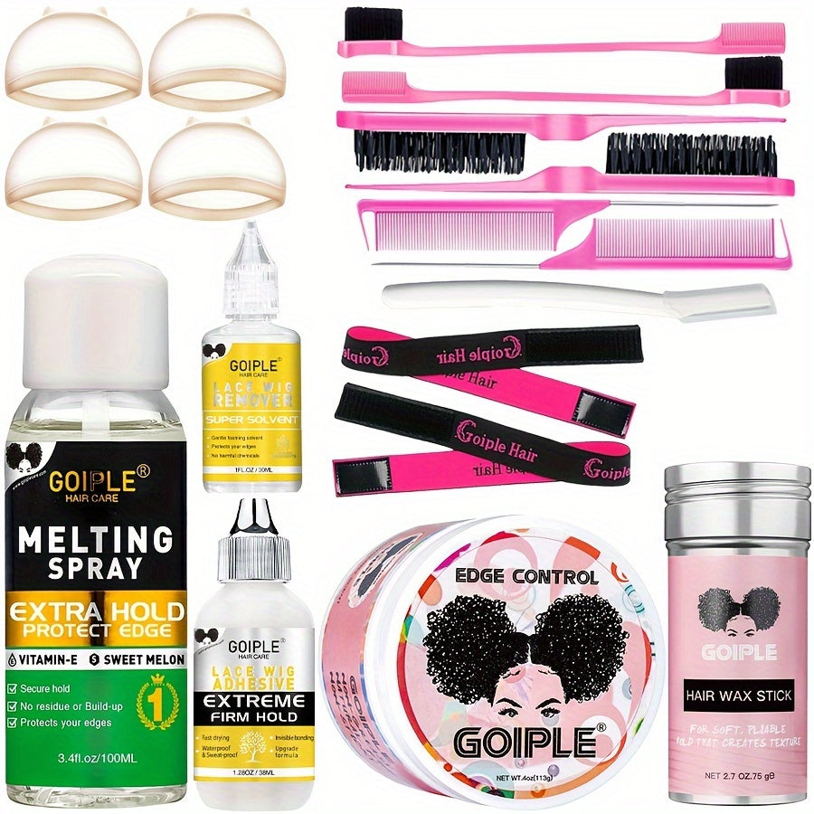 12pcs/kit Wig Styling Kit - Melting Spray, Wig Tool, Lace Wig Remove, And Lace Bonding Kit For Effortless Wig Installation
