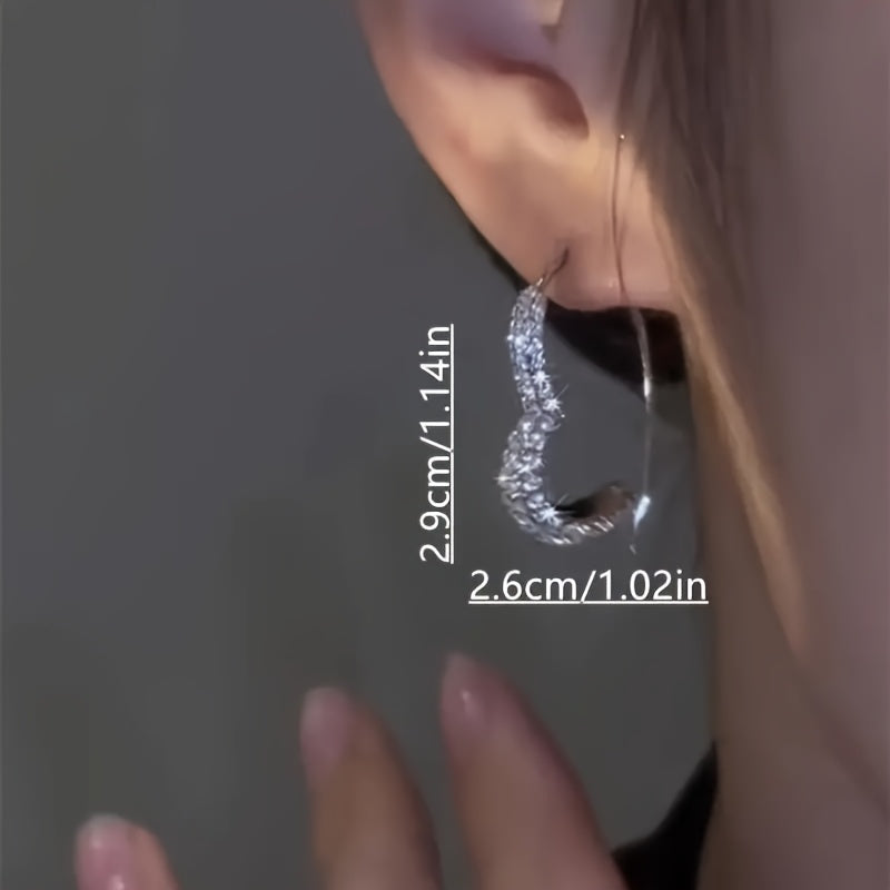 2pcs/set Hollow Heart Earrings with Crystal Inlay, Costume Accessories for Women, Valentine's Day Decoration Gifts