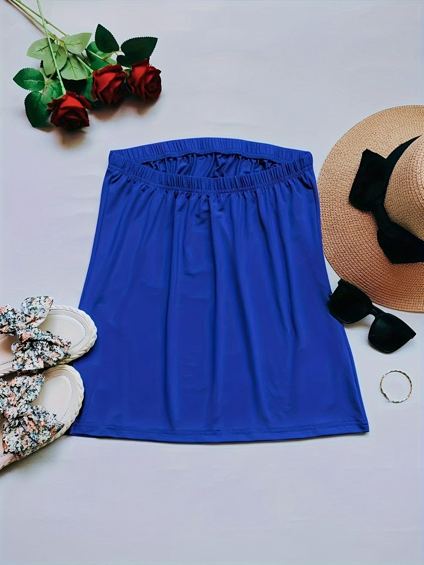 2-Pack Elegant Strapless Bandeau Top, Solid Color Jersey Knit Fabric, Stretchy Polyester 100% Sleeveless Backless Summer Tank Tops