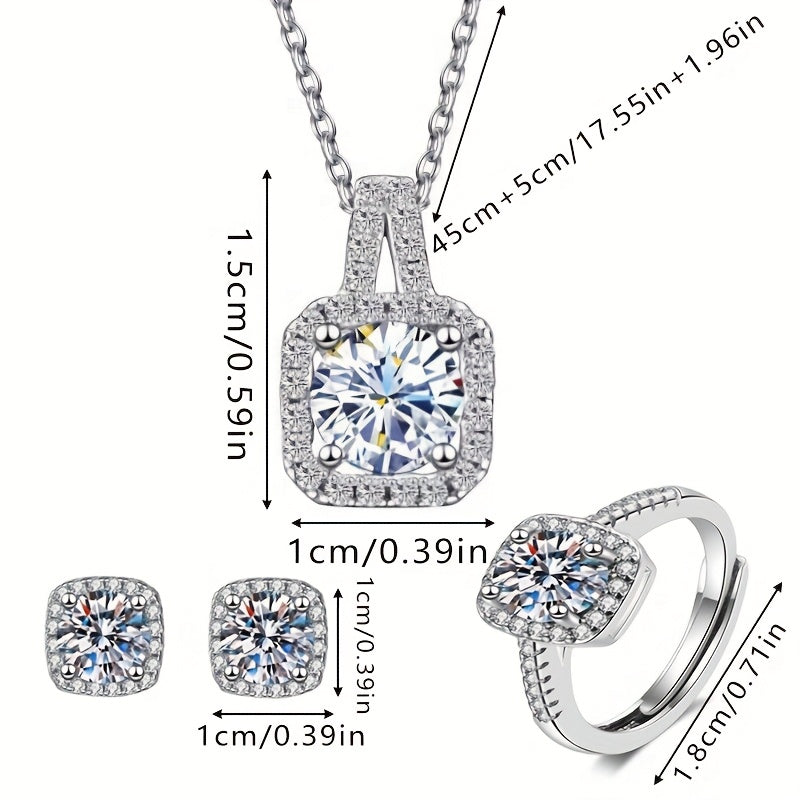 3pcs Set, 1 Necklace, 1 Pair Of Earrings And 1 Ring, Cold And Simple Style, Daily Gift