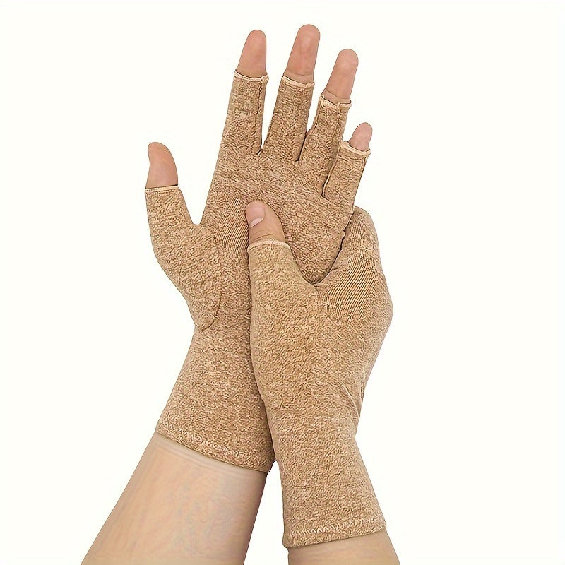1Pair Fingerless Compression Gloves For Women & Men, Hand Joint Wraps, Sports Hand Support Thumb Gloves For Typing, Daily Work, Hand Care - Open Finger Fit