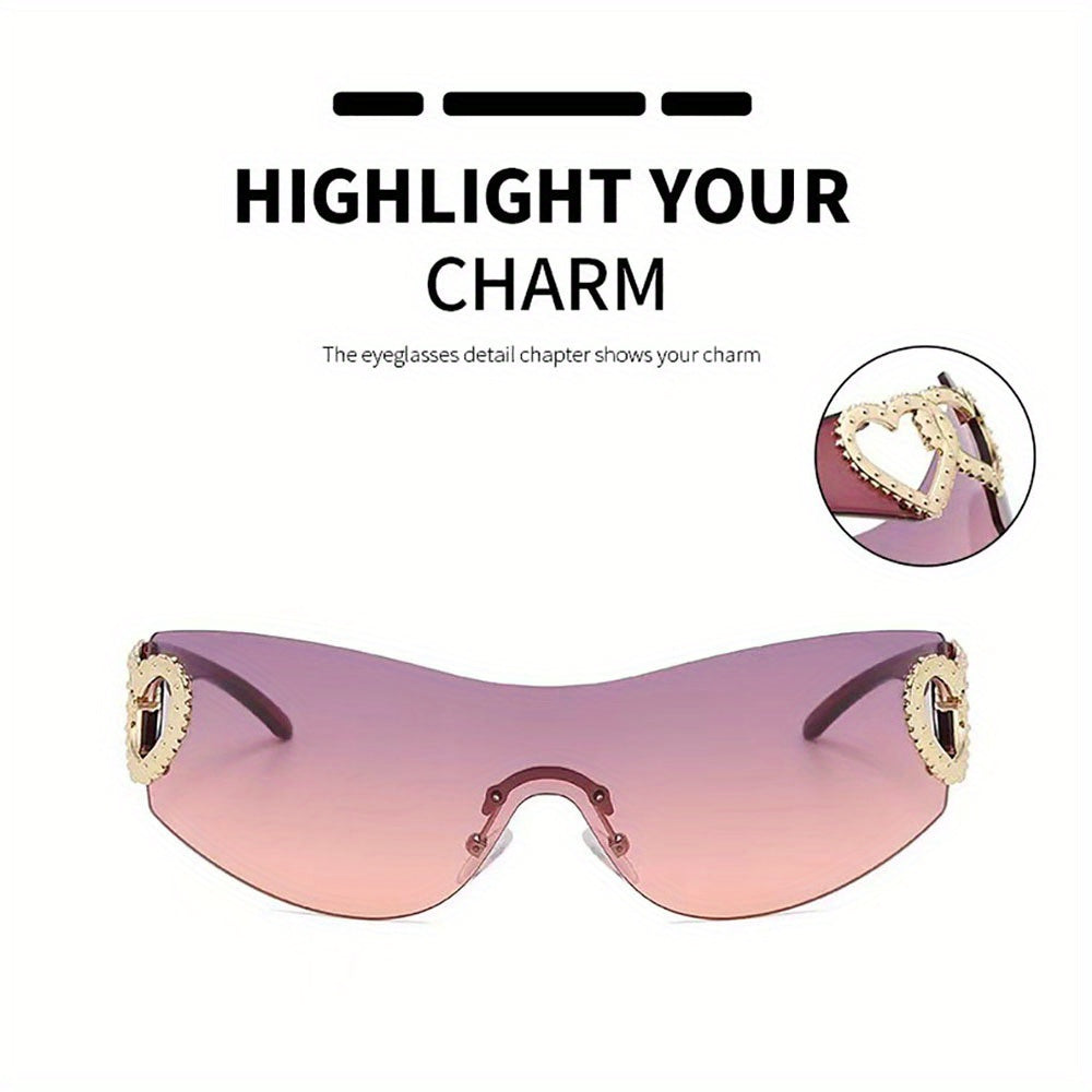 Fashion Glasses Heart Border Decorative Glasses, Gradient Lens, Anti-reflective, for Women, Party, Carnival, Festival Gift