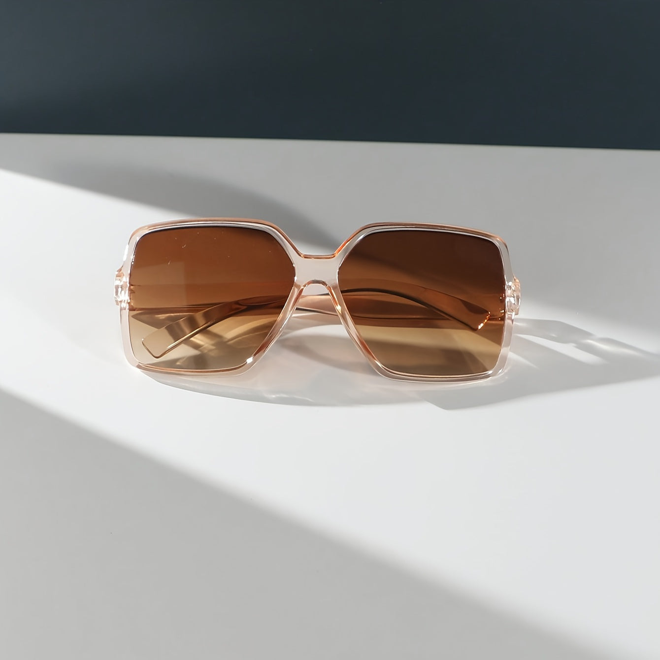 Fashion Rectangle Glasses Women, Trendy Gradient Lens, Durable PC Frame, And