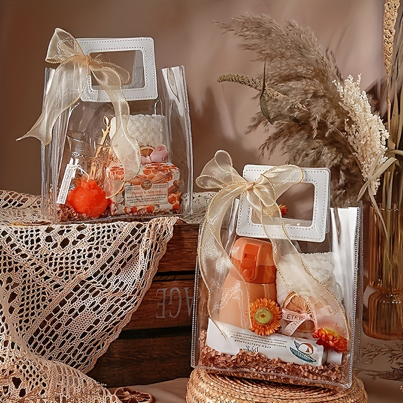 15pcs Heavy-Duty Clear PVC Gift Bags with Handles - Reusable, Ideal for Bridal Showers, Teen Parties, Weddings & Shopping, Party Essentials|Transparent Gift Bags|Durable Gift Bags