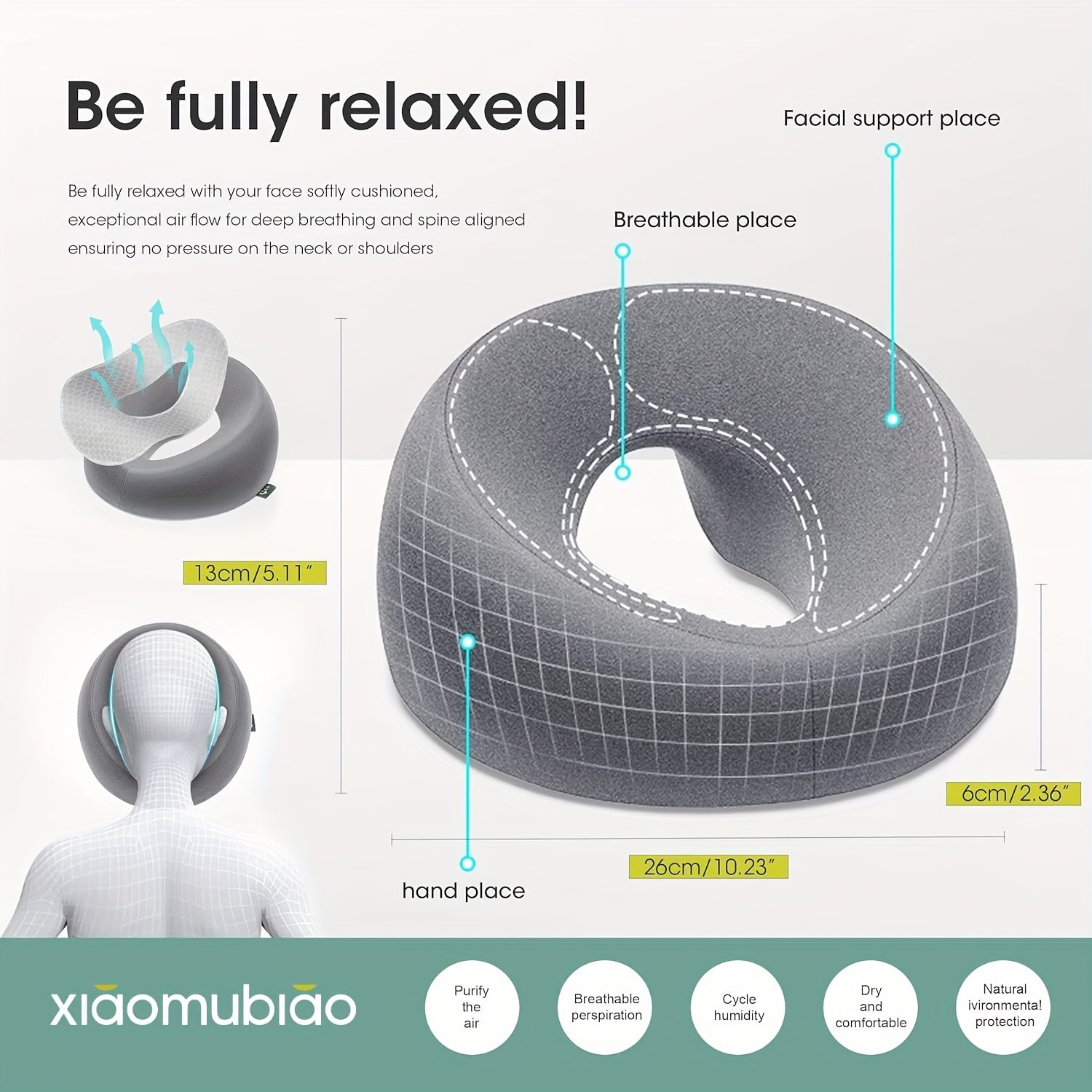 Face Down Pillows Massage Pillow For Bed Headrest Prone Down Sleeping, Face Cradle, BBL Pillow After Surgery Post Eye Surgery Recovery & Vitrectomy Recovery Equipment Removable Cover Grey, Adjustable Support For Faster Healin