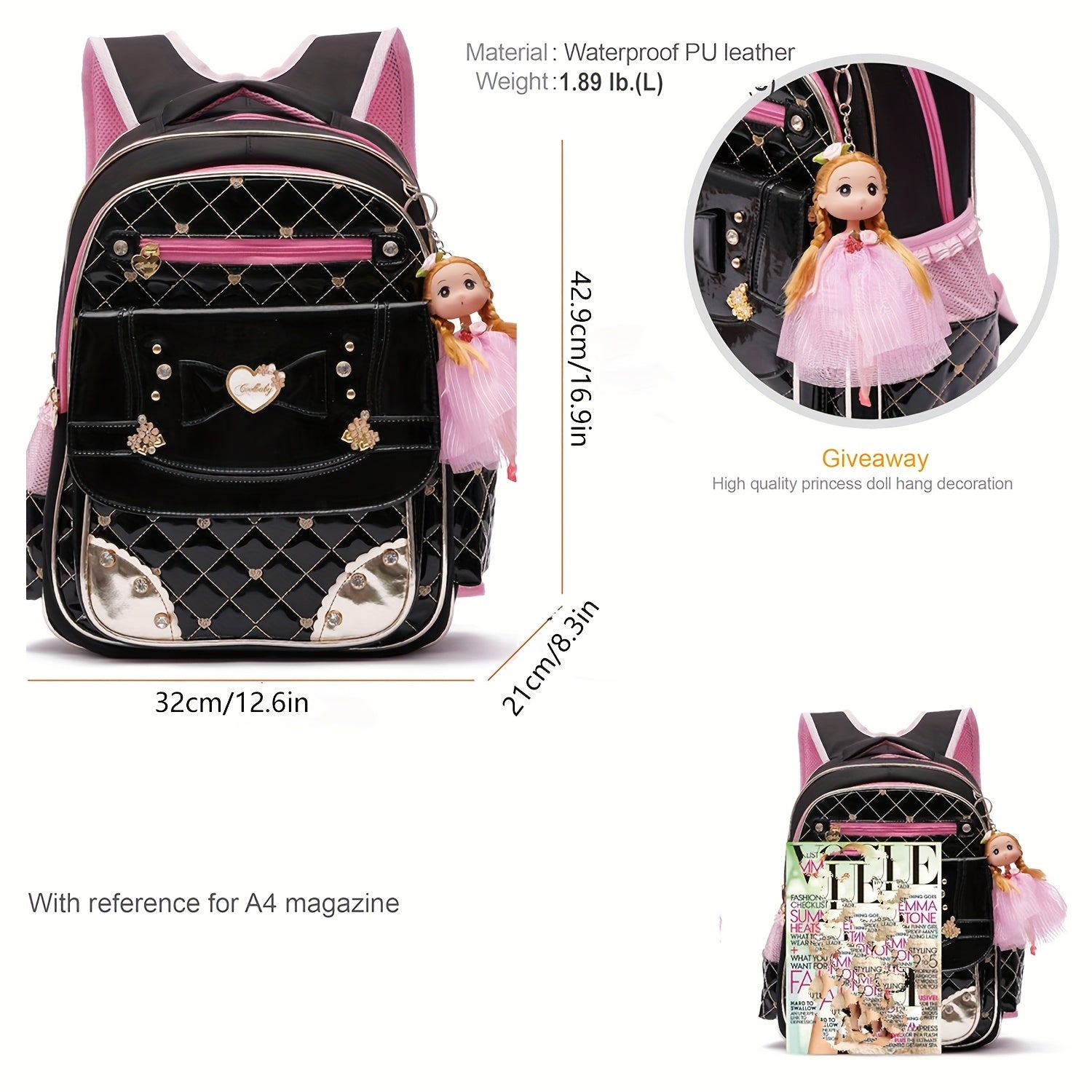 ALLC- Student Backpack, Women'S Backpack 15.6-inch Laptop Backpack College Backpack Cute Backpack For Women College Students, Pink, Laptop Backpack