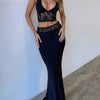 Solid Color Simple Sexy Mature Beautiful Women's Halter Neck Vest Half Skirt Two-Piece Set