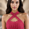 Solid Color Cross Halter Top, Versatile Sleeveless Slim Simple Top For Summer, Women's Clothing