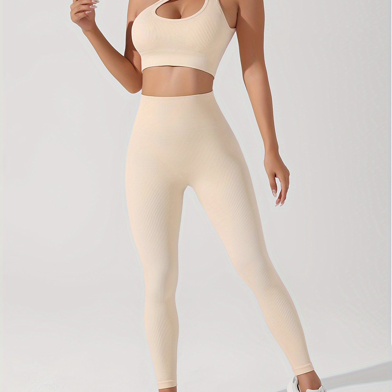 Women's 2pcs Yoga Set: Sexy One-Shoulder Sports Bra & High-Waist Butt Lifting Leggings - Stretchy, Non-See-Through Activewear - For Women - Suitable for Yoga, Fitness & Gym - Perfect Gift for Fitness Enthusiasts