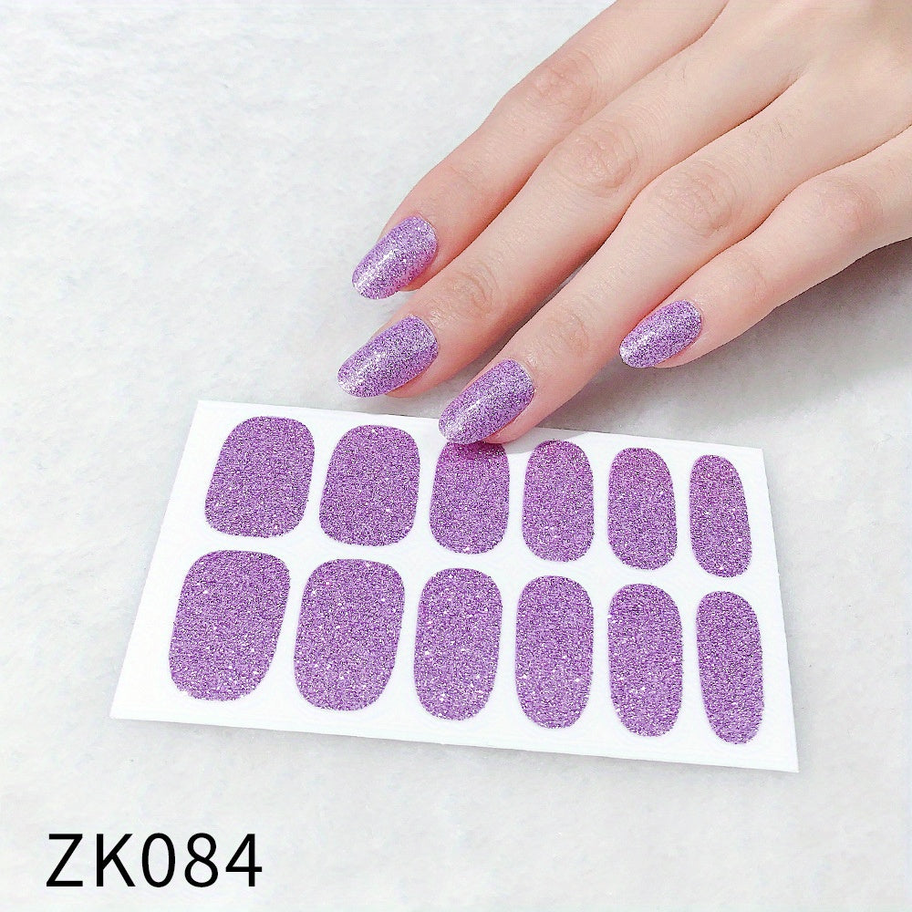Glitter Nail Art Sticker Waterproof Full Stickers For Girls Women Sweet Cute DIY Nail Stickers Nail Accessories