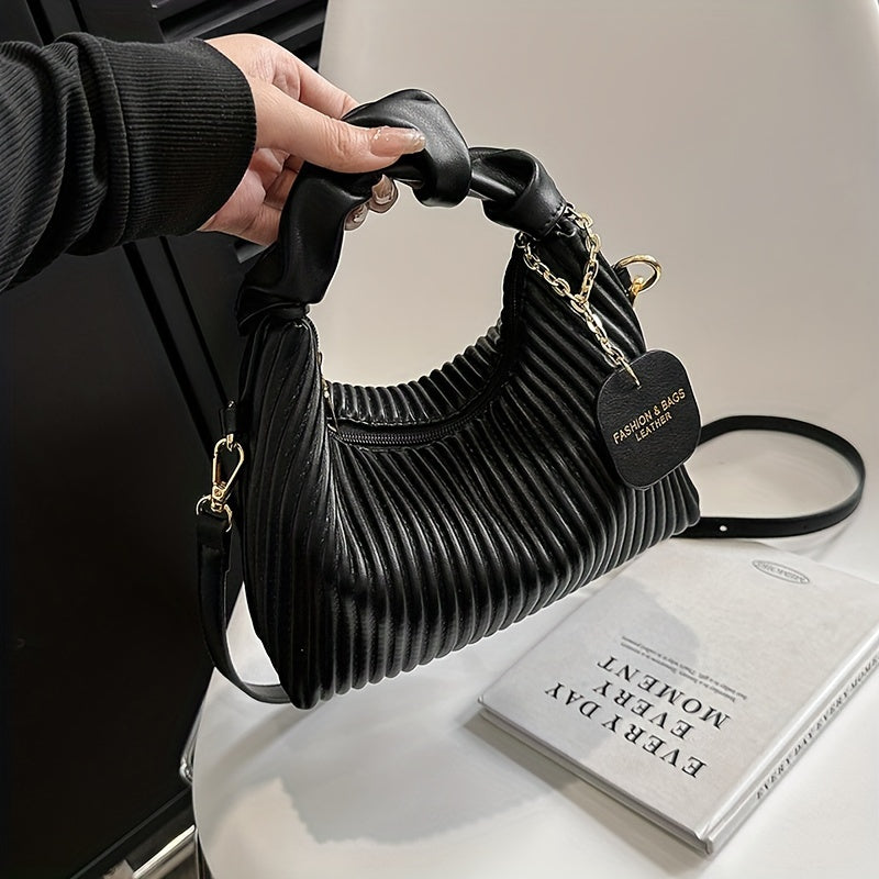 Luxurious Pleated Clutch Evening Bag - Elegant PU Leather Purse with Versatile Shoulder Strap, Detachable Chain, and Magnetic Closure for Party, Wedding, and Formal Occasions - Perfect Accessory for Women's Fashion