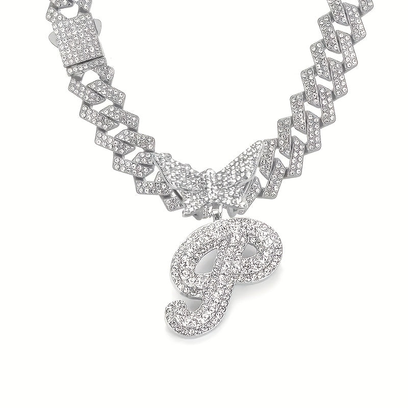 Women's Elegant Butterfly Necklace - Zinc Alloy, Rhinestones Mosaic, Synthetic Stones | Perfect Jewelry Gift | Christmas Jewelry