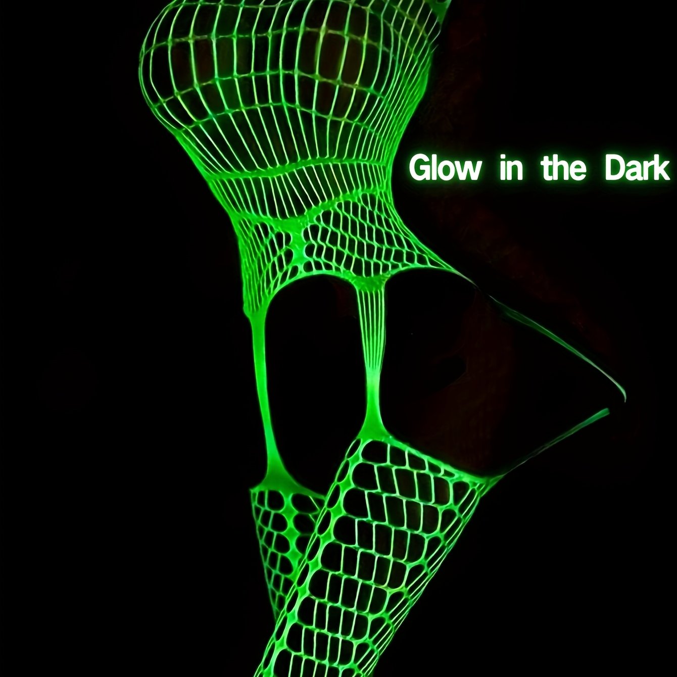 1pc Women's Luminous Fishnet Socks Fishnet Bodysuit Underwear Glowing in the Dark Fishnet Tights See-through Suspender Glow-in-the-Dark Fishnet Stockings Sexy Full Body Stockings Tight Fishnet Stockings Women's Sexuality One-