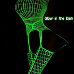 1pc Women's Luminous Fishnet Socks Fishnet Bodysuit Underwear Glowing in the Dark Fishnet Tights See-through Suspender Glow-in-the-Dark Fishnet Stockings Sexy Full Body Stockings Tight Fishnet Stockings Women's Sexuality One-