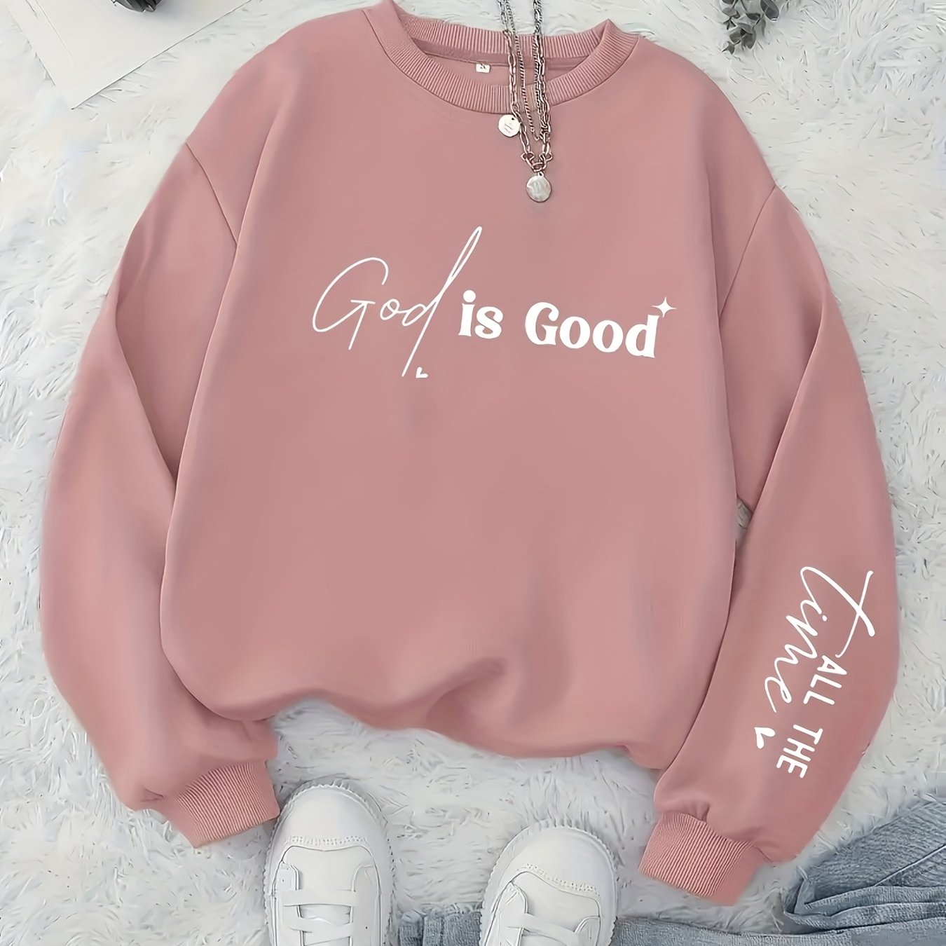 Women's Casual Pullover Hoodie – Solid Color, Crew Neck, Soft Knit Fabric, Perfect for Fall & Winter