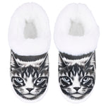 [Cozy Cat Slippers] Cozy Cat Lover's Flannel Slippers - Non-Slip Rubber Sole, Animal Print House Shoes - All-Season Slip-on Indoor/Outdoor Warm Winter Slippers, Machine Washable