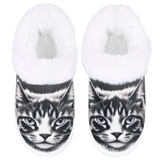 [Cozy Cat Slippers] Cozy Cat Lover's Flannel Slippers - Non-Slip Rubber Sole, Animal Print House Shoes - All-Season Slip-on Indoor/Outdoor Warm Winter Slippers, Machine Washable