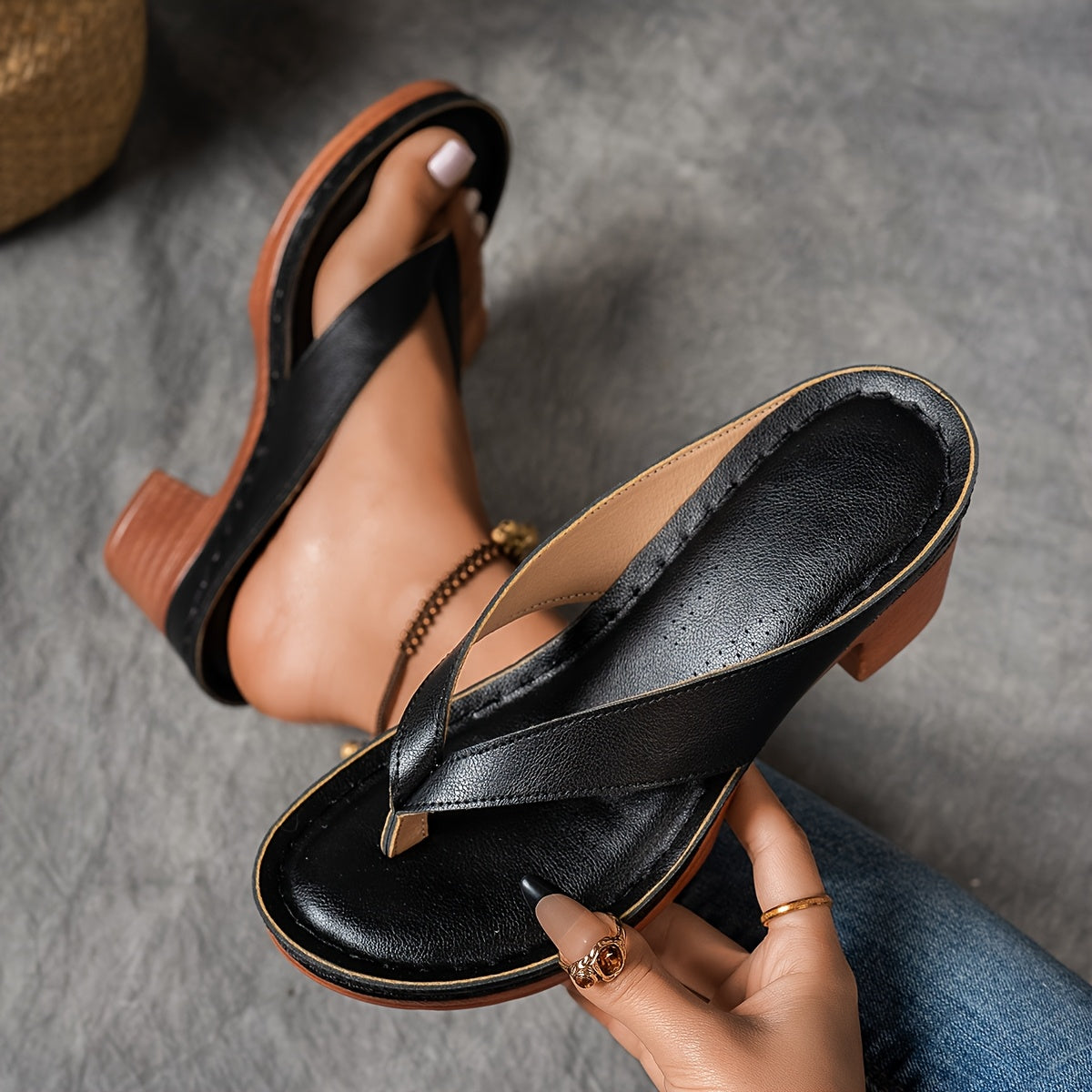 Elegant Women'S Summer Heeled Sandals - Solid Color, Mid-Block Heel, Open Toe, Slip-On Style in White, Black, and Orange with Durable PU Cover