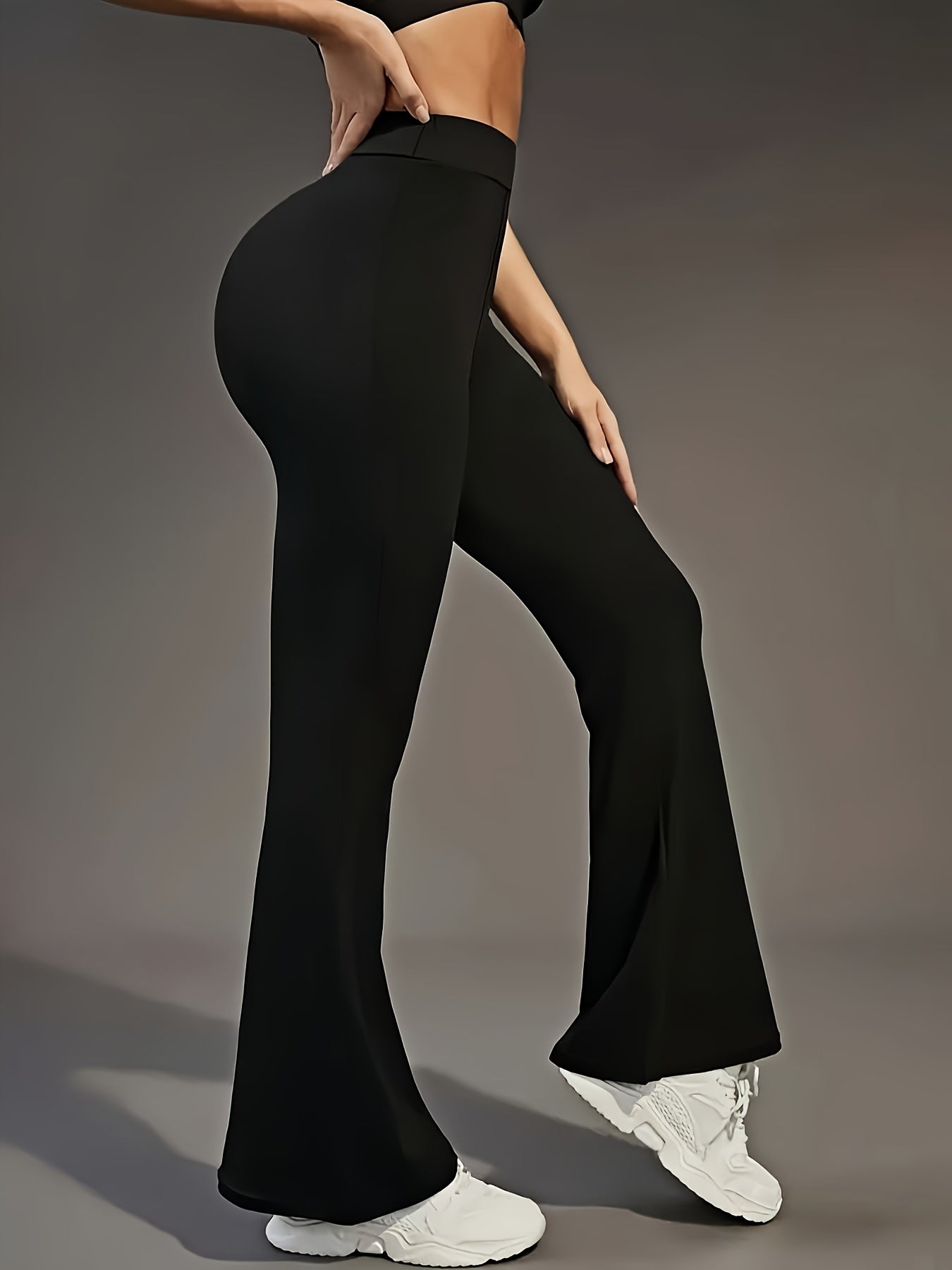 Women'S High-Waisted Flare Yoga Pants - Slimming Bell Bottoms for Tall, Butt-Lifting Design, Casual & Sporty Look, Black, Versatile Clothing | Sporty Look | Medium Stretch Fabric