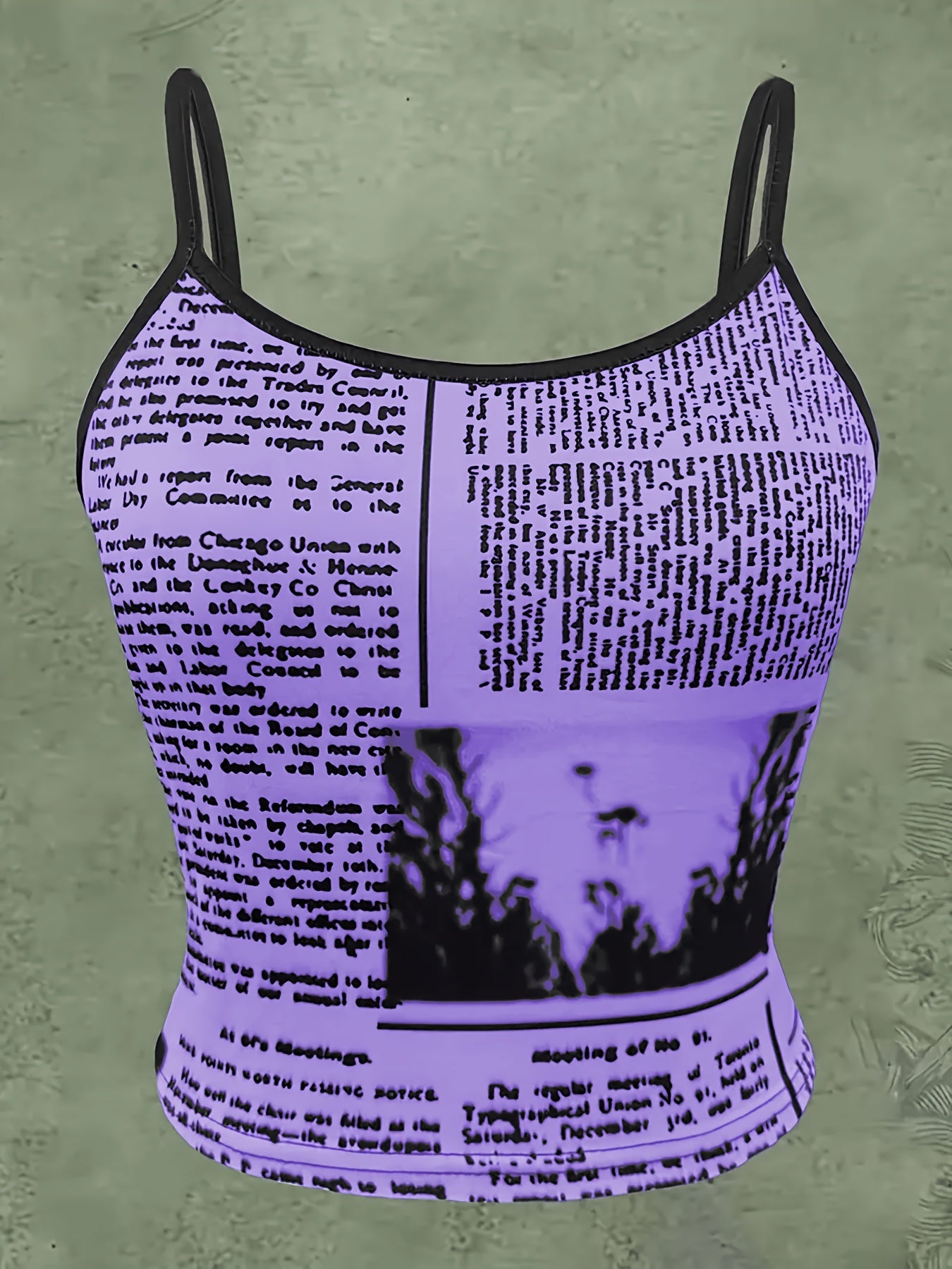Sleeveless Tank Top with a Directional Letter Monster Print