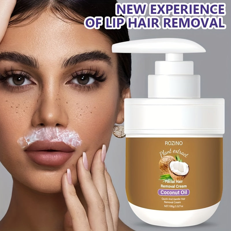 ROZINO Coconut Hair Removal Cream – Fast-Acting, Hypoallergenic Formula for Lips, Legs, Arms & Underarms – Safe for All Skin Types
