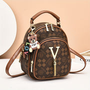 Luxury Checkered Backpack with Golden Accents - Perfect for Casual Outings