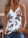 Women's Floral Print Lace Trim Sleeveless V-Neck Tank Top - Summer Casual Sexy Contrast Design, Breathable Machine-Washable Regular Fit for Beach Outings & Casual Wear, Ladies Tank Tops, Delicate Fabric Detail