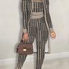 Thousand Birds Grid Print Spring and Autumn New Casual Two-piece Set