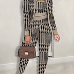 Thousand Birds Grid Print Spring and Autumn New Casual Two-piece Set