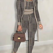 Thousand Birds Grid Print Spring and Autumn New Casual Two-piece Set