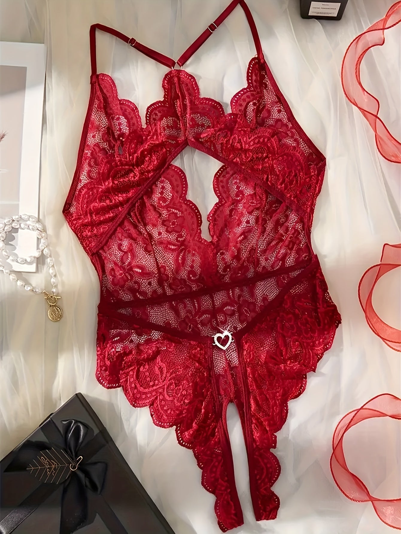 Women's Deep V Lace Open Crotch Bodysuit - Sexy Lingerie Alternative - Without Lingerie & Underpants - For Night Out & Special Occasions - Perfect Gift for Her