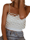 Womens Camisole, Adult Solid Color Sleeveless Hollow-Out Bead Decoration Matching Vest Sling Crop Tops