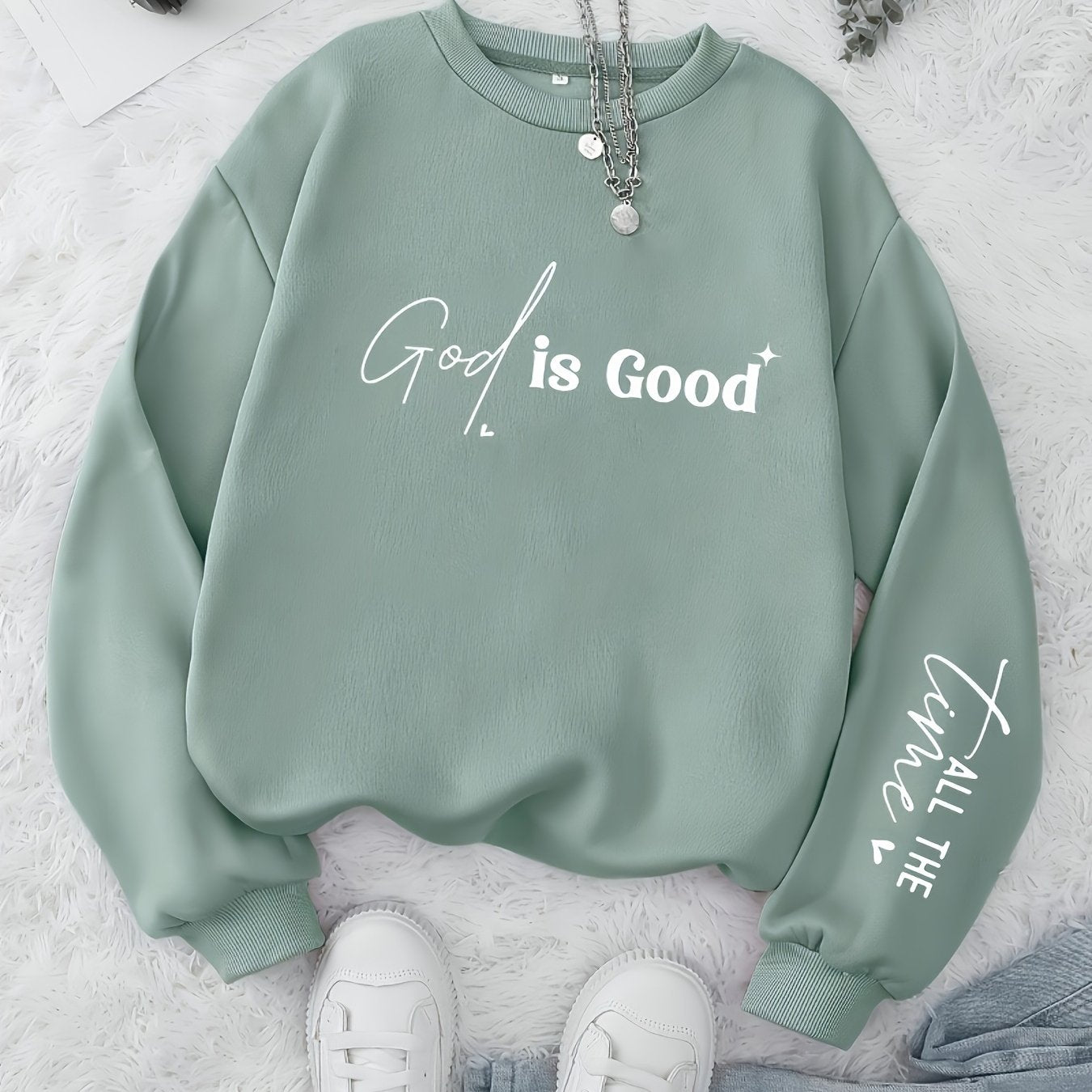 Women's Casual Pullover Hoodie – Solid Color, Crew Neck, Soft Knit Fabric, Perfect for Fall & Winter