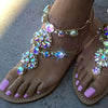 Women's Fashion Flat Sandals - Comfortable Open Toe Slip-On Shoes with Rhinestone Accents, Perfect for Summer, Strappy Sandals