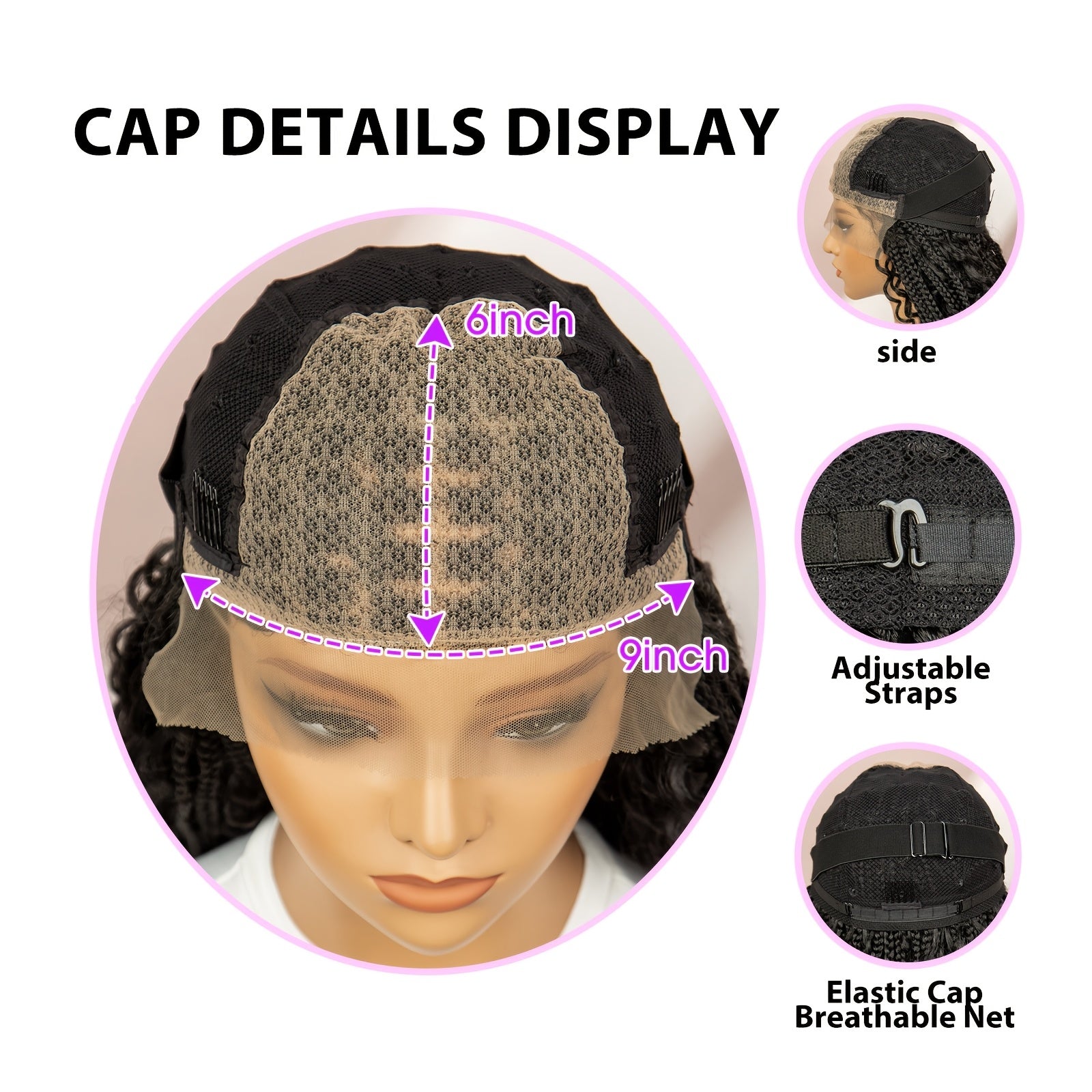 9 * 6 Front Lace Synthetic Fine Braid Braided Butterfly Flower Braid Wig Headband For Daily Wear, Breathable, Comfortable And Fashionable