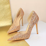 Women's Glitter Design Sexy Banquet High Heels, Elegant Point Toe Dress Pumps, Fashion Slip On Party Heels