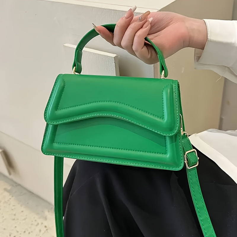 Stylish Mini Shoulder Bag, Women's Crossbody Bag, Solid Flap Square Tote