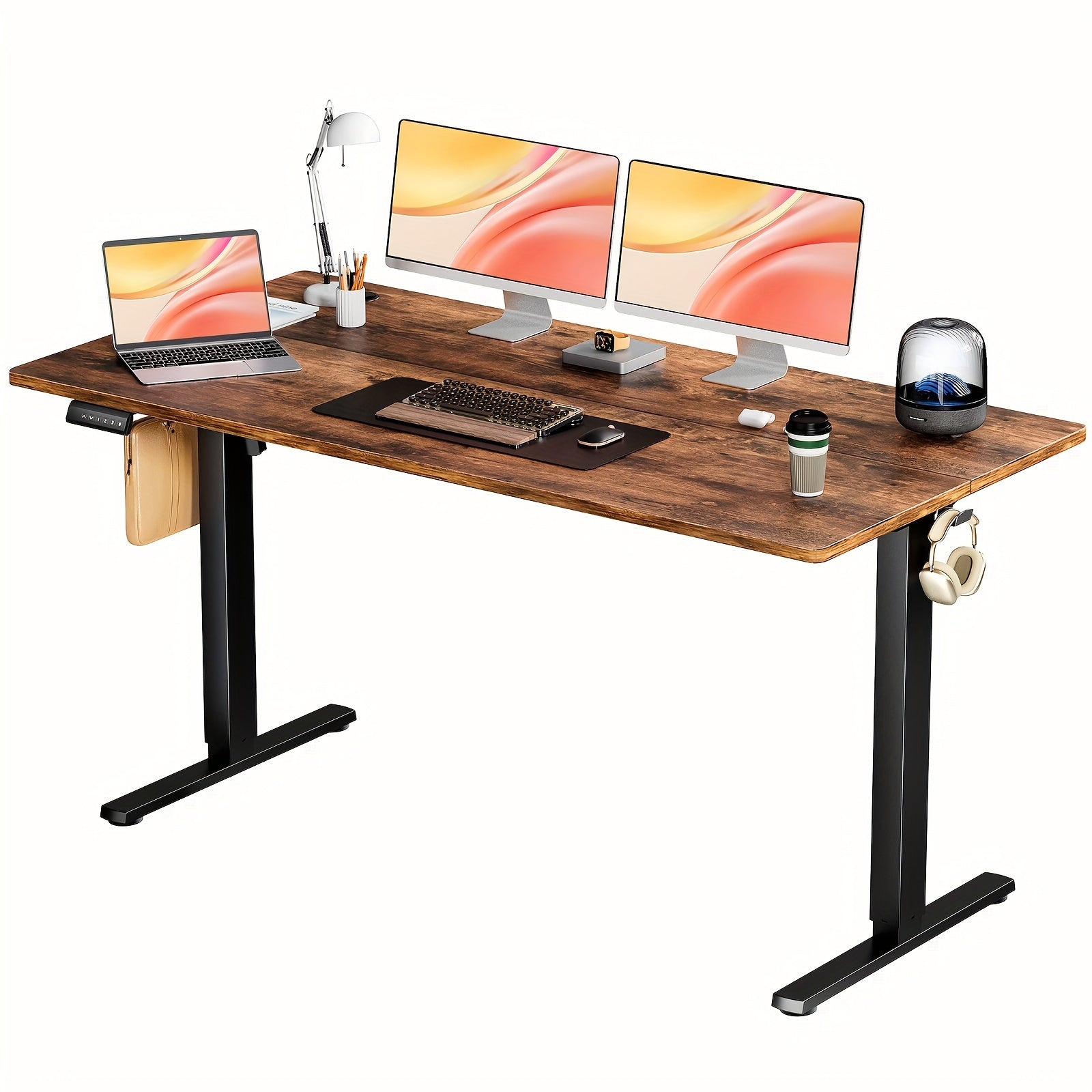 Height Adjustable Electric Standing Desk - 40/48/55/63 Inch Motorized Lift Computer Task Table with Spacious Workspace - Ergonomic Rising Desk for Office and Home with 4 Color Options