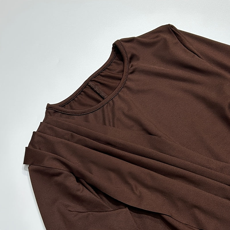 Fall Figure-Hugging Mini Dress Featuring Fuzzy Cuff Accents And a Cutout Design.