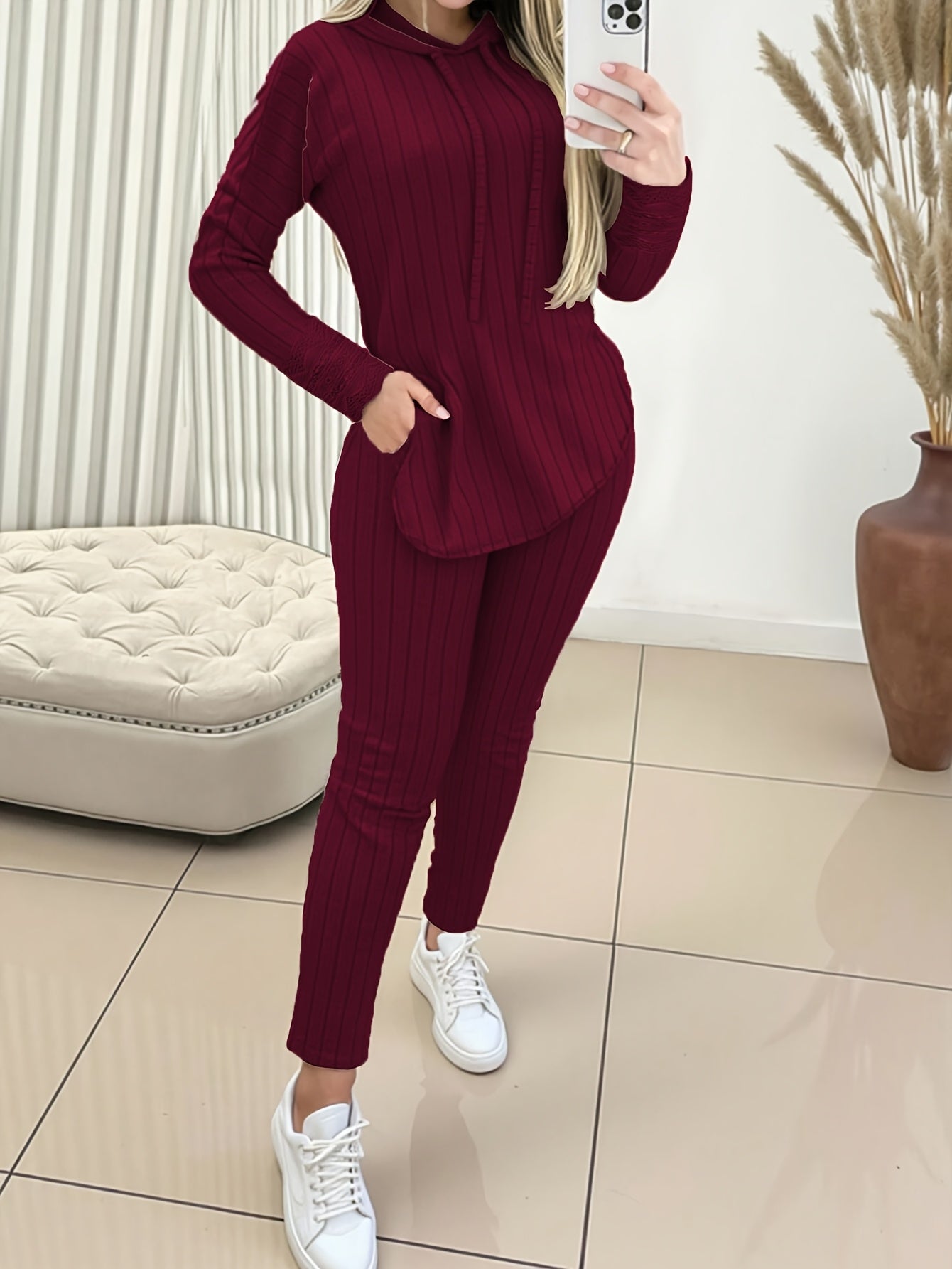 Elegant Directional Women'S Casual Hoodie And Pants Set