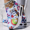 Abstract Print Side Lace-up Casual Wedge Sneakers - Without Anklet