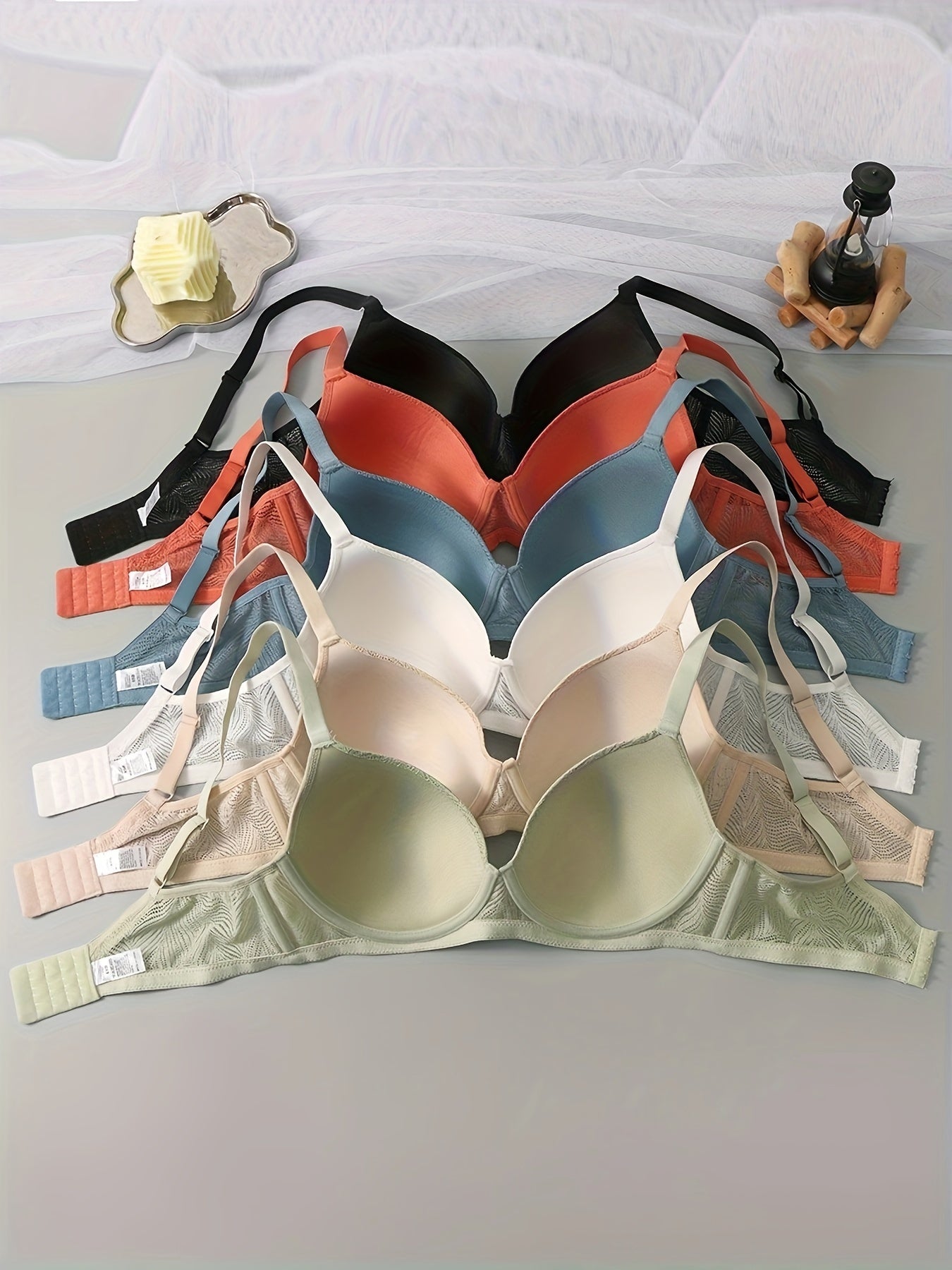 6pcs Elegant Seamless Push-Up Bras for Women, Comfortable Full Coverage with Underwire Support, Assorted Colors - Nylon/Elastane Blend, Non-Removable Pads