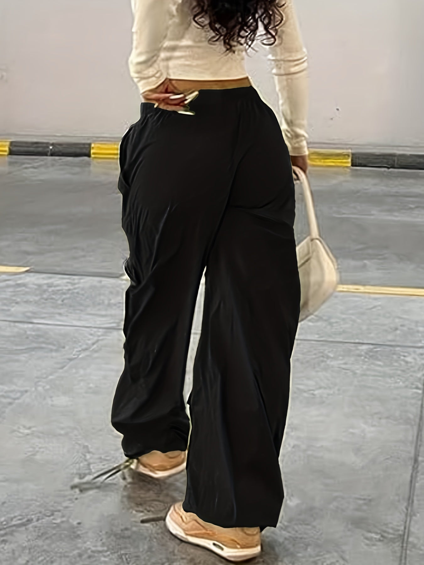 Fashion Y2K Loose Multi Pocket Zipper Pocket Cargo Pants, Casual Sports Loose Wide Leg Pants For Hiking, Women's Athleisure