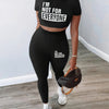 8790I12 European And American Women'S Letter Print Casual Motorcycle Two-Piece Set, Tight Short-Sleeve Crop Top And Long Pants, Sexy Casual Outdoor Outfit.