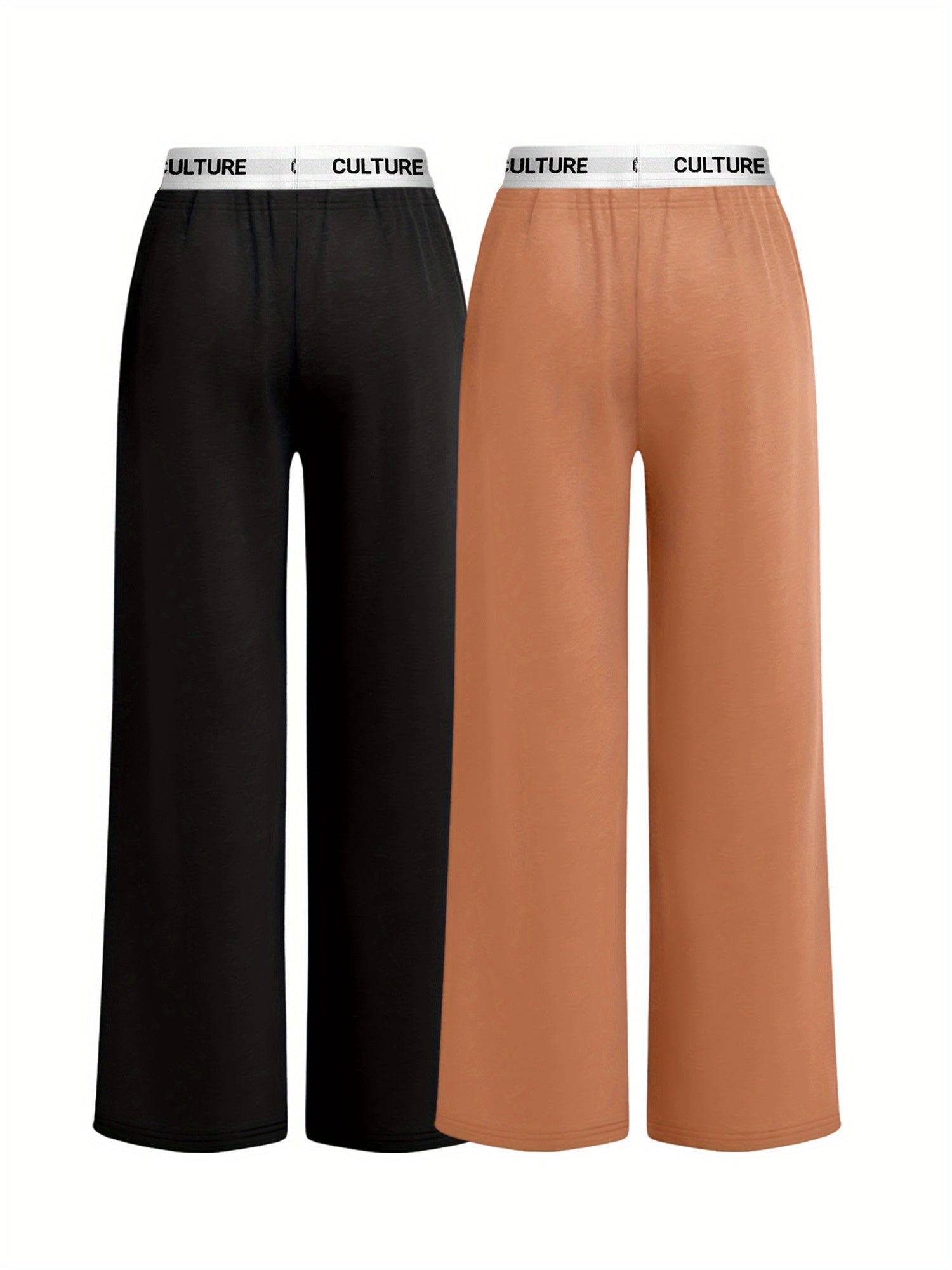 2-Pack Women'S Casual Loose-Fit High-Waisted Sweatpants, Geometric Print, Knit Fabric, Polyester, Straight Leg, Adult, All-Season, Fashion Pants
