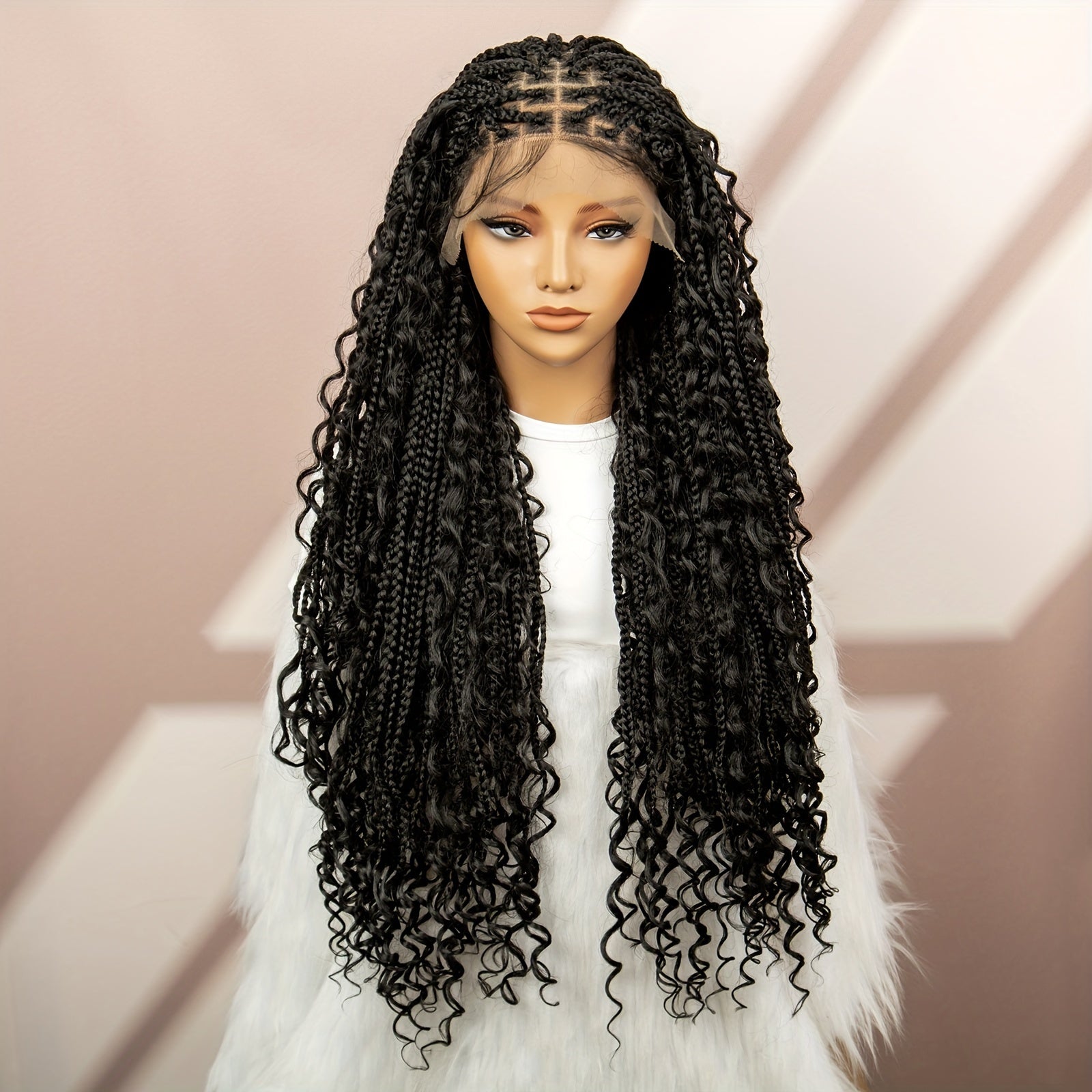 Women'S Anytime Wig, 9x6 Lace Front Synthetic Braided Butterfly Braid Hairpiece, Comfortable Breathable Fashion Daily Wear, Heat Resistant Fiber, Full Top Hair Extension