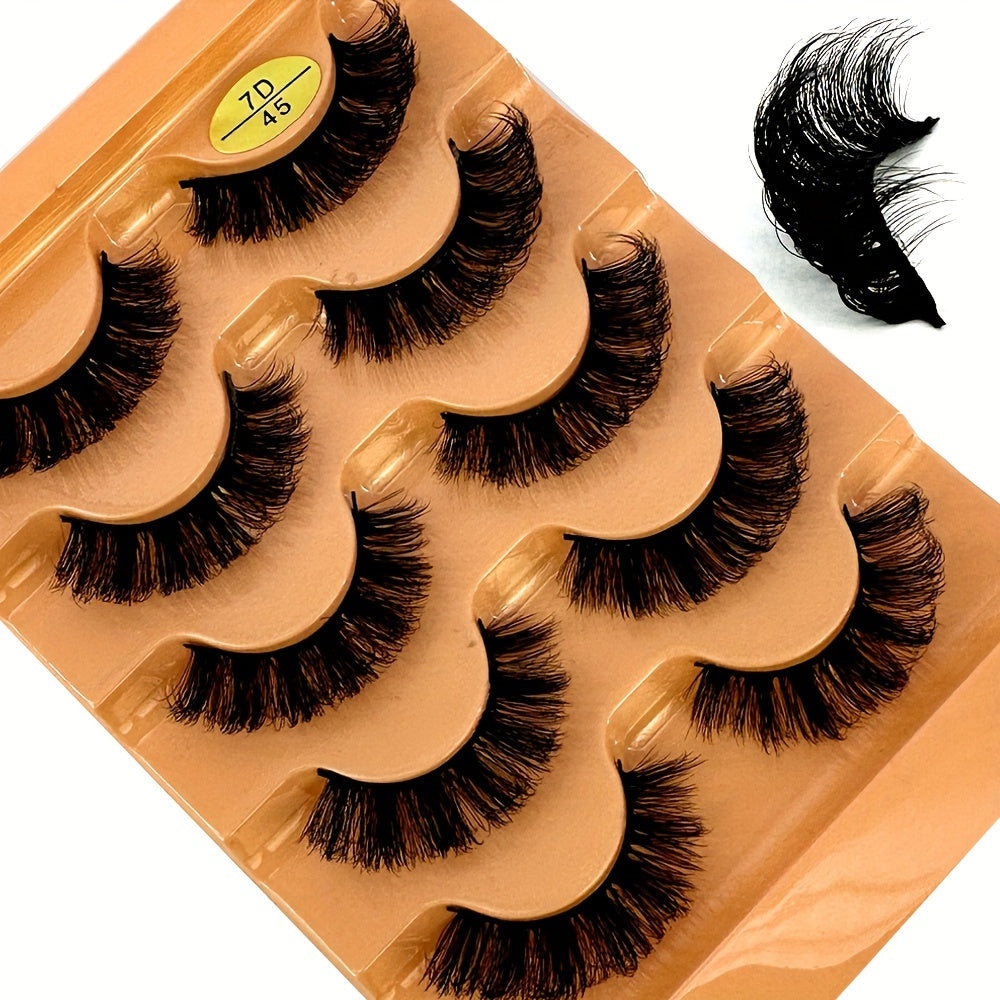 5 Pairs Cat Eye Eyelashes 3D Natural False Lashes D Curling Fluffy Soft Cross Manga Lashes Wispy Natural Eyelash Extension Makeup